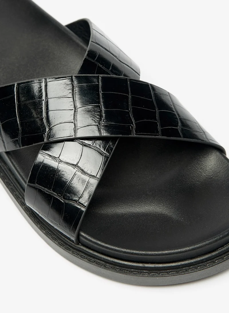 فلورا بيلا Textured Slip-On Cross Strap Sandals
