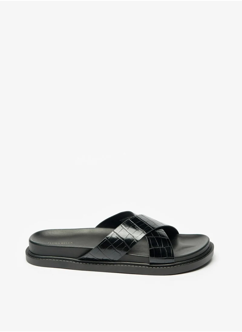 فلورا بيلا Textured Slip-On Cross Strap Sandals