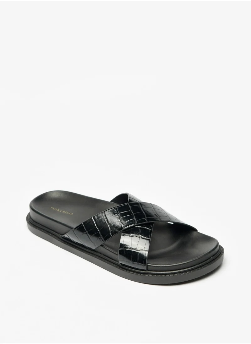 فلورا بيلا Textured Slip-On Cross Strap Sandals