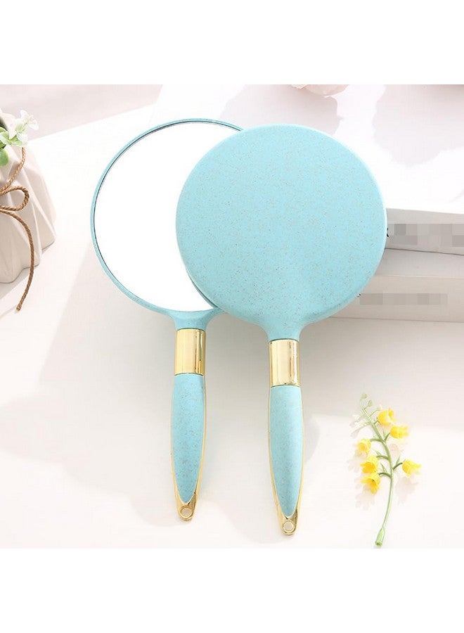 lasenersm 1 Piece Travel Handheld Mirror Round Travel Makeup Mirror Cosmetic Hand Mirror Hand Held Mirror Plastic Cosmetic Mirror Makeup Hand Mirror With Handle Blue  - Image 3