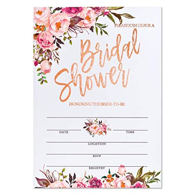 Crisky Rose Gold Foil Bridal Shower Invitation with Envelopes, Bridal Shower Invite, Wedding Shower Invitations, 25 pcs Cards & 25 pcs Envelopes & 25 pcs Stickers - Image 4