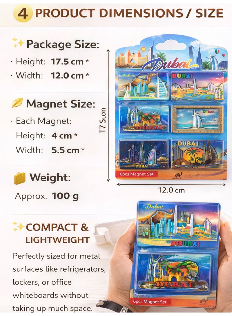 Dubai Landmark Fridge Magnet Set – 6PCS Travel Souvenir Refrigerator Magnets for Home & Kitchen Décor - Image 4