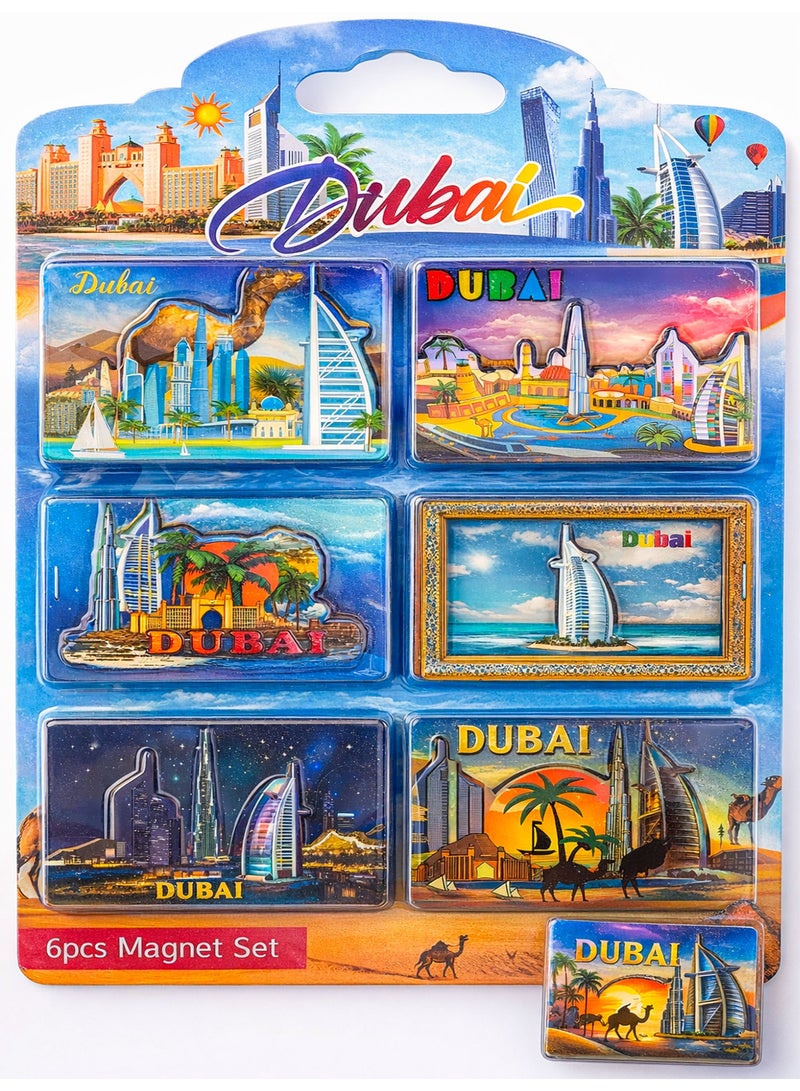 Dubai Landmark Fridge Magnet Set – 6PCS Travel Souvenir Refrigerator Magnets for Home & Kitchen Décor - Image 1