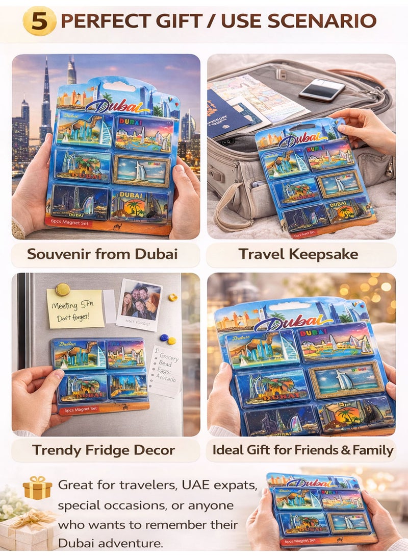 Dubai Landmark Fridge Magnet Set – 6PCS Travel Souvenir Refrigerator Magnets for Home & Kitchen Décor - Image 3