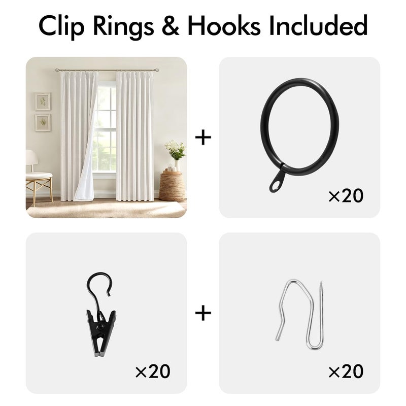 ميولي Miuleee طبيعية قرصة مطوية 100 ٪ الستائر الكتان اللعضات 96 بوصة الطول 2 لوحات وضع الستائر مطوية مع السنانير دبوس أسود خارج غرفة حظر الستائر الداكنة لغرفة نوم غرفة المعيشة - Image 2