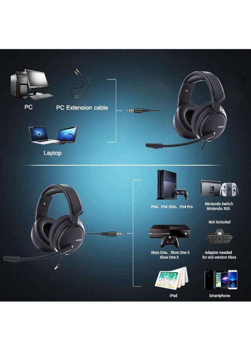 سماعات رأس سلكية للألعاب N12 مزودة بميكروفون لأجهزة PS4/PS5/ZOne/X Series/Switch/PC