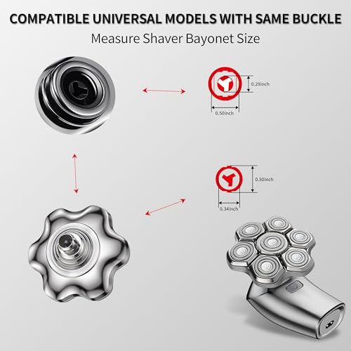 seminhoof Universal Head Shaver Replacement Heads Magnetic 7 Blades Head Shavers Replacement Blades for Bald Men Compatible with Freebird Shaver & Other Brands (7msilver) - Image 5