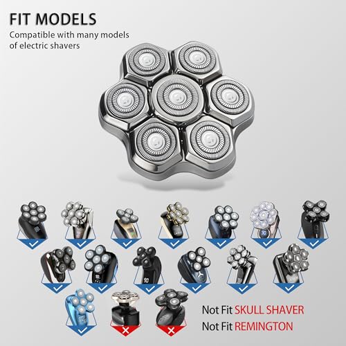 seminhoof Universal Head Shaver Replacement Heads Magnetic 7 Blades Head Shavers Replacement Blades for Bald Men Compatible with Freebird Shaver & Other Brands (7msilver) - Image 3