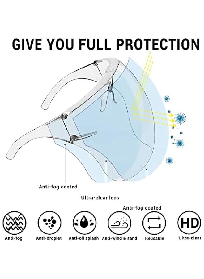 Arabest 4 Pack Face Shield with Glasses, Face Mask Shield Anti-Fog Clear Ultra Clear Reusable Protective Plastic Face Shield Mask Droplet Splash Guard for Women Men Kids  - Image 3