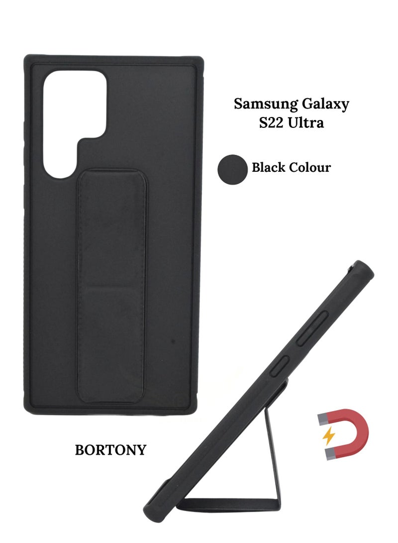 BORTONY Galaxy S22 Ultra Case, Fully Covered With Finger Grip Stand Holder Anti Slip Shockproof Protective Case Cover For Samsung Galaxy S22 Ultra - Image 2