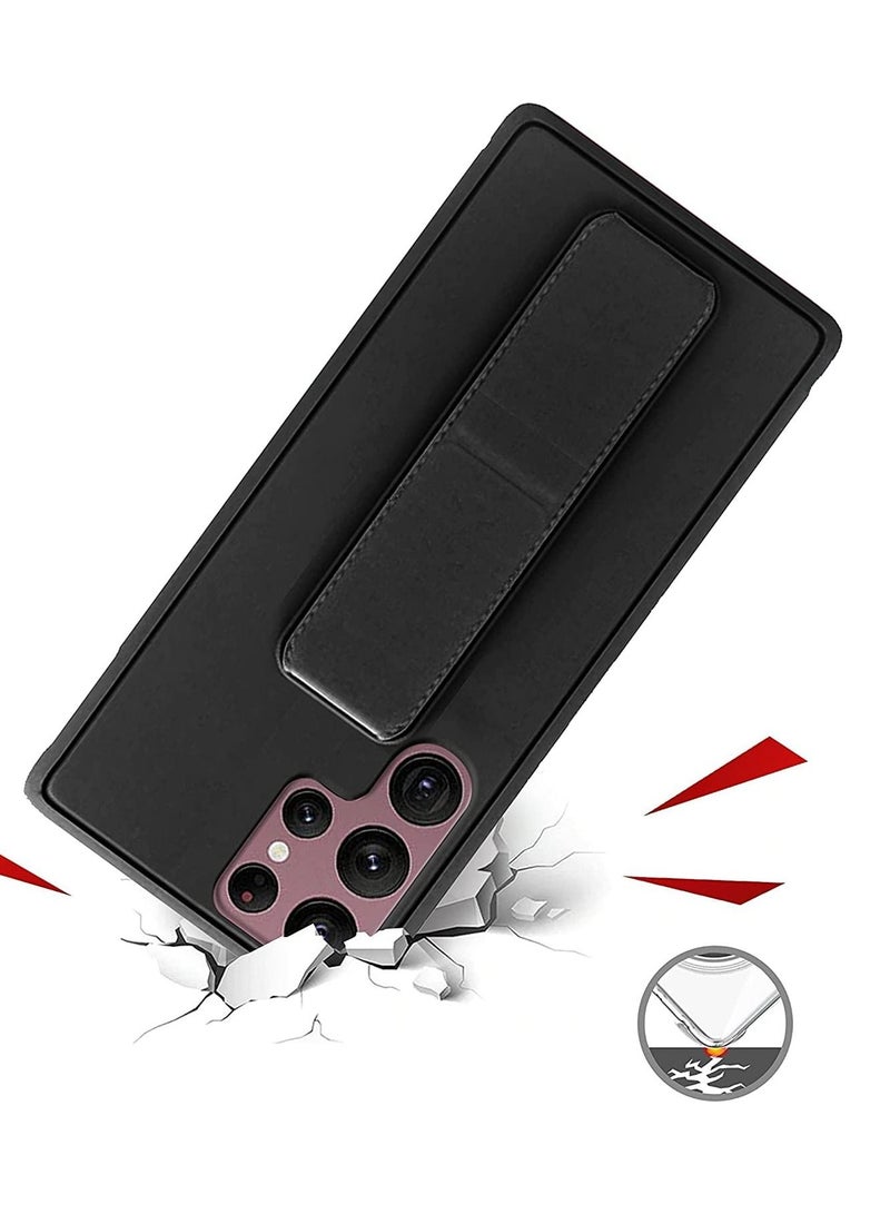 BORTONY Galaxy S22 Ultra Case, Fully Covered With Finger Grip Stand Holder Anti Slip Shockproof Protective Case Cover For Samsung Galaxy S22 Ultra - Image 4