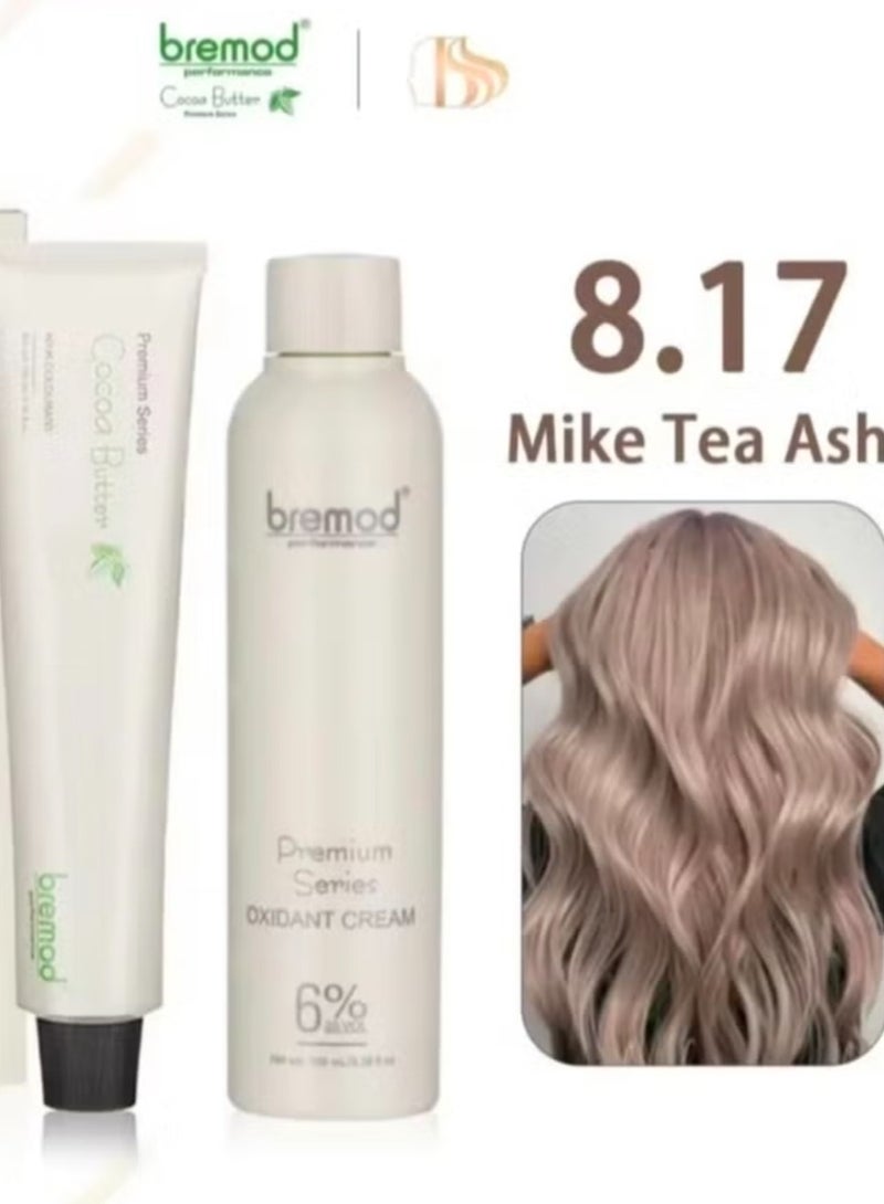 Bremod Performance 8.17 Milk Tea Ash Hair Color + Oxidant Cream 6% - 100ml+100ml - Image 2