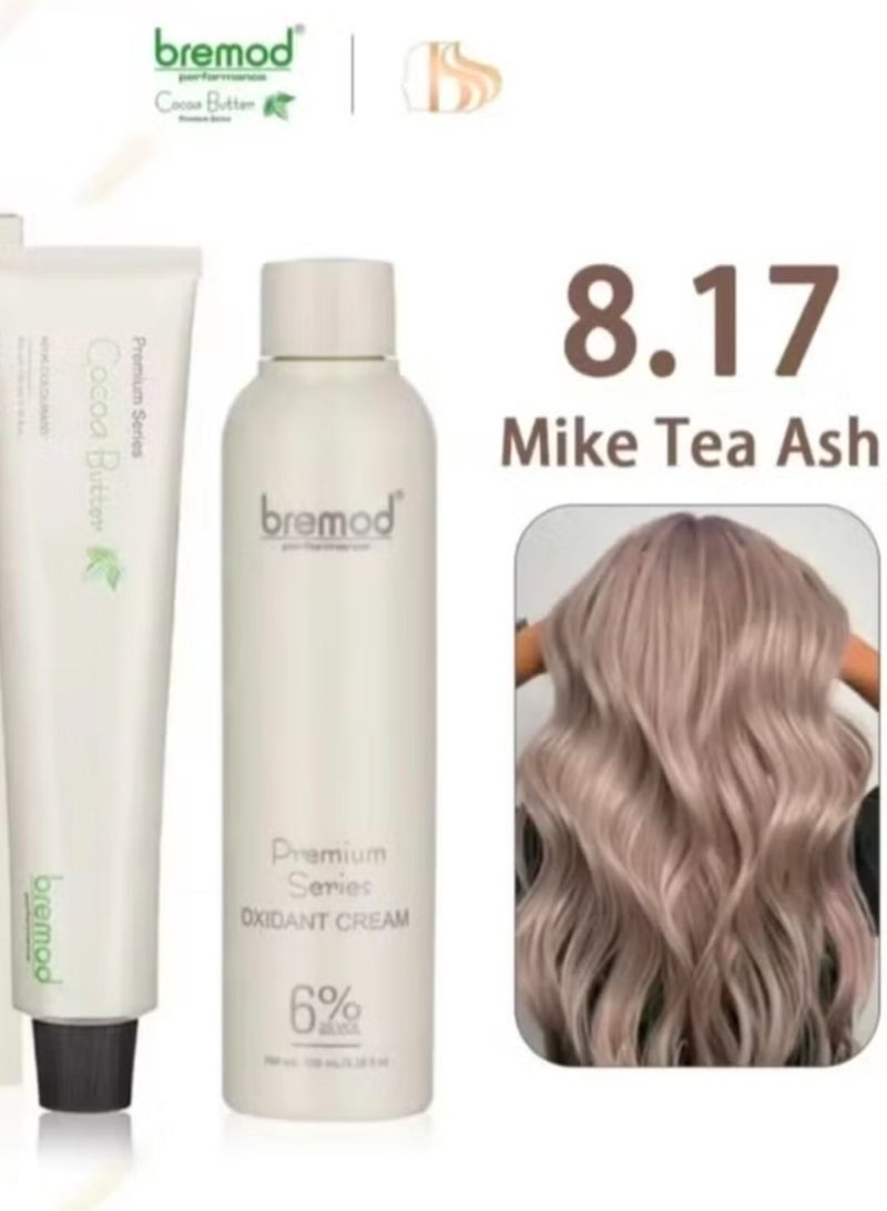 Bremod Performance 8.17 Milk Tea Ash Hair Color + Oxidant Cream 6% - 100ml+100ml - Image 1