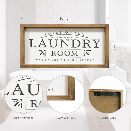 MACVAD Laundry Signs for Home Decor, Loads of Fun Wooden Laundry Room Sign Wall Decor 16 x 8 Inch - Image 5