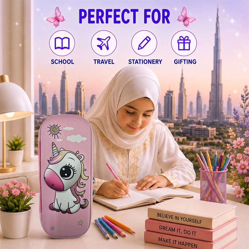 Cocobee Unicorn in the Sky Pencil Case With Internal Mesh Pocket, Sturdy Build, Zipper Closure – Girls, 3+ Years, Multicolor - Image 5
