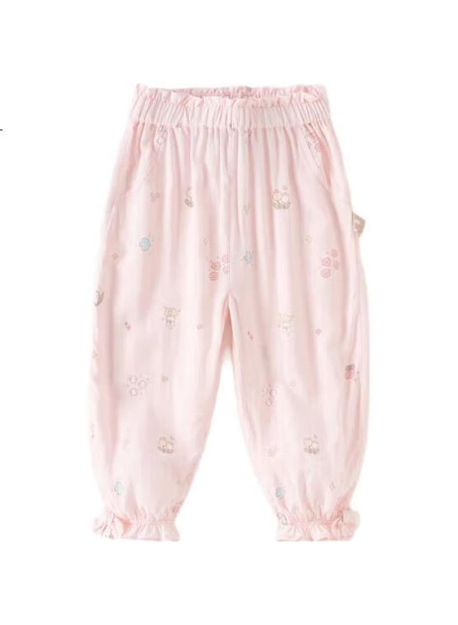 Dave & Bella Davebella Children'S Pants, Summer Girls' Trendy Printed Mosquito-Repellent Trousers, Girls' Cartoon Long Pants - Image 1