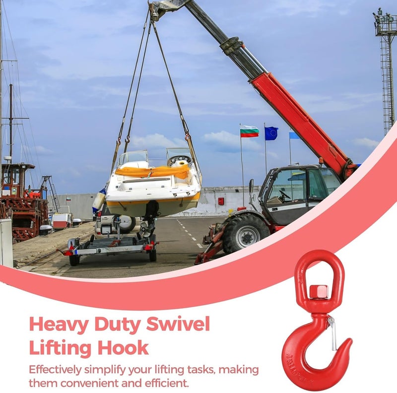 3 Ton Heavy Duty Crane Swivel Hook With Safety Latch, G80 Alloy Steel Rigging Hook For Hoisting, 6600 Lbs Load Capacity, Rotating Eye Sling Hook - Image 4