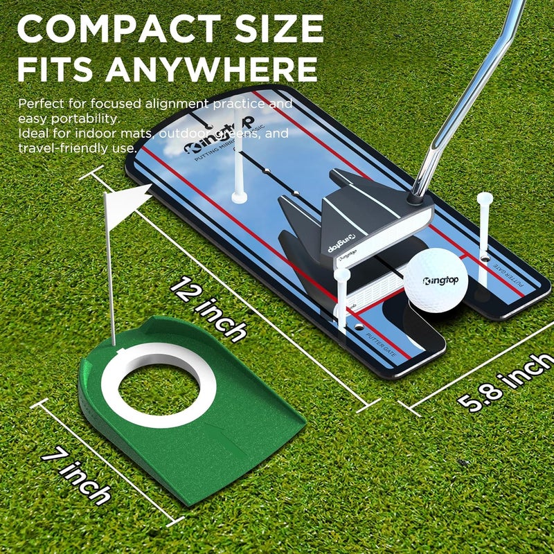 KINGTOP Golf Putting Mirror - Alignment Putting Training Aids for Consistency & Accuracy - Ideal for Indoor | Outdoor Practice, with Carry Bag and Golf Tees - Image 2