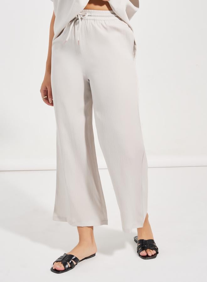 Styli Textured Round Neck Top & Wide Leg Pants Co-Ords  - Image 5