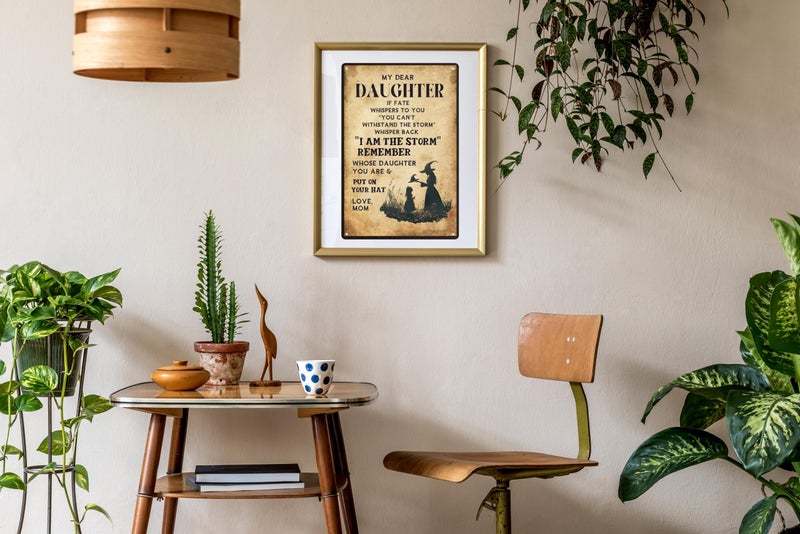 CSWLJS Witch Art Gifts Retro Metal Tin Sign Halloween Birthday Ideal Gift For Bedroom Decor Art Fall Wall Room Decor To My Daughter Never Forget That I Love You 8x12 in - Image 4