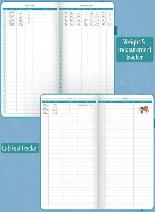 Legend Planner دفتر ليجند للياقة البدنية والتغذية - مخطط للتغذية والتمارين الرياضية مع تقويم للتمارين ومتتبع للعناصر الغذائية - سجل تدريبات الصالة الرياضية والنظام الغذائي للنساء والرجال - يدوم 3 أشهر، 7.5 بوصة × 10 بوصة (أزرق مخضر) - Image 5