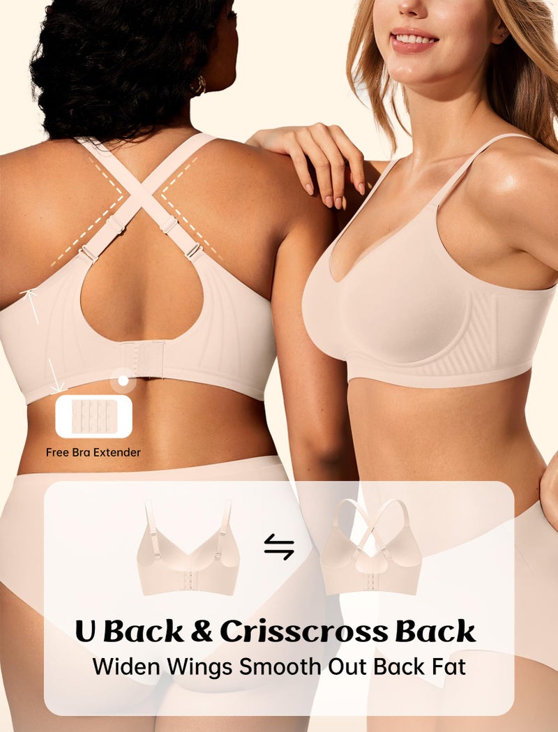 LetsJoli Bras for Women No Underwire Push Up Wireless Jelly Bra Racerback Bralettes for Women with Support(Skin,S) - Image 3