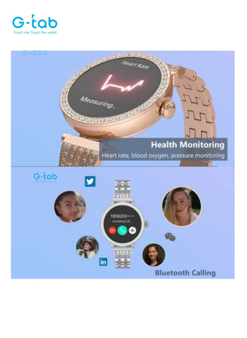 G-Tab - G-Tab GT10 Diamond/1.2 Inches Amoled/Always On Display/AI Voice/Menstrual tracking/Sleep monitor/Heart rate tracking/256Mb Memory/full touch/200mah battery/support android & ios/Waterproof IP68… - Image 1