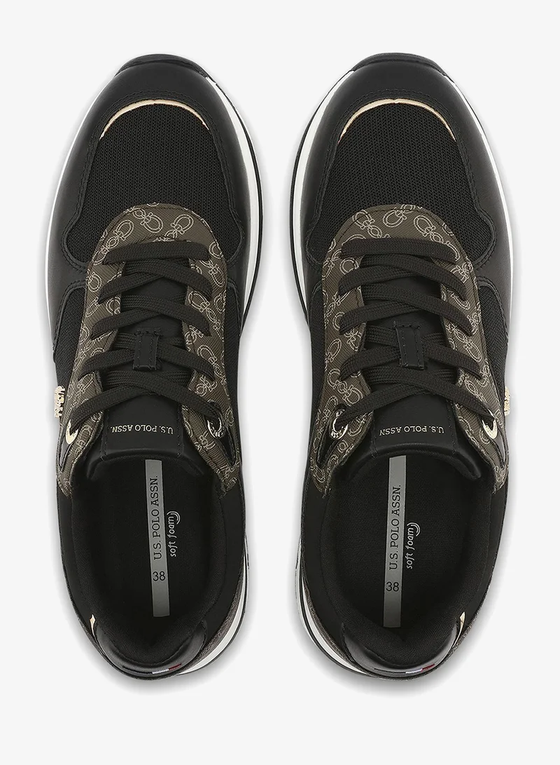 U.S. Polo Assn. black Women's All-Black Low-Top Sneakers - Classic Minimalist Design, Comfortable Everyday Casual Shoes for Women | Best Price UAE