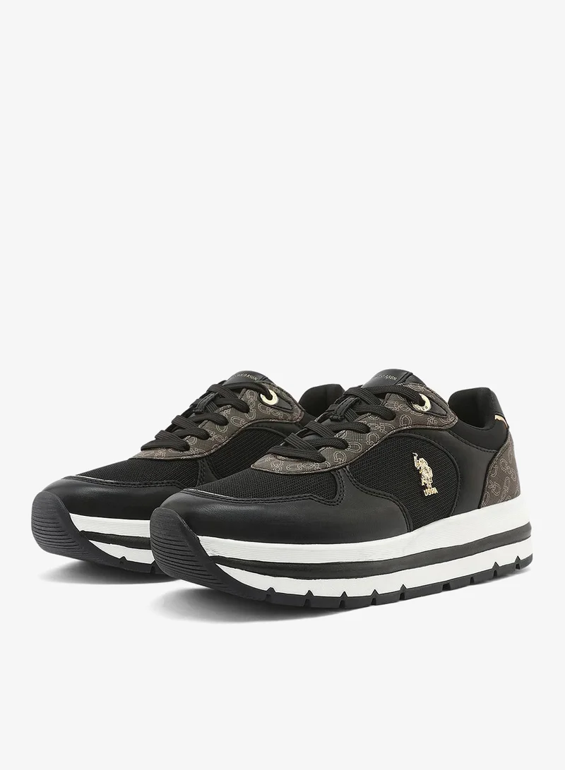 U.S. Polo Assn. black Women's All-Black Low-Top Sneakers - Classic Minimalist Design, Comfortable Everyday Casual Shoes for Women | Best Price UAE