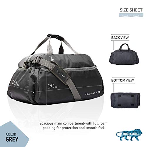 Travalate Polyester 45 L Multi Pocket Ultra Light Travel Duffle Bag Organizer for Men and Women (Grey, 20 X 18 X 11 Inch) - Image 2