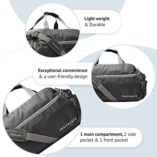 Travalate Polyester 45 L Multi Pocket Ultra Light Travel Duffle Bag Organizer for Men and Women (Grey, 20 X 18 X 11 Inch) - Image 4