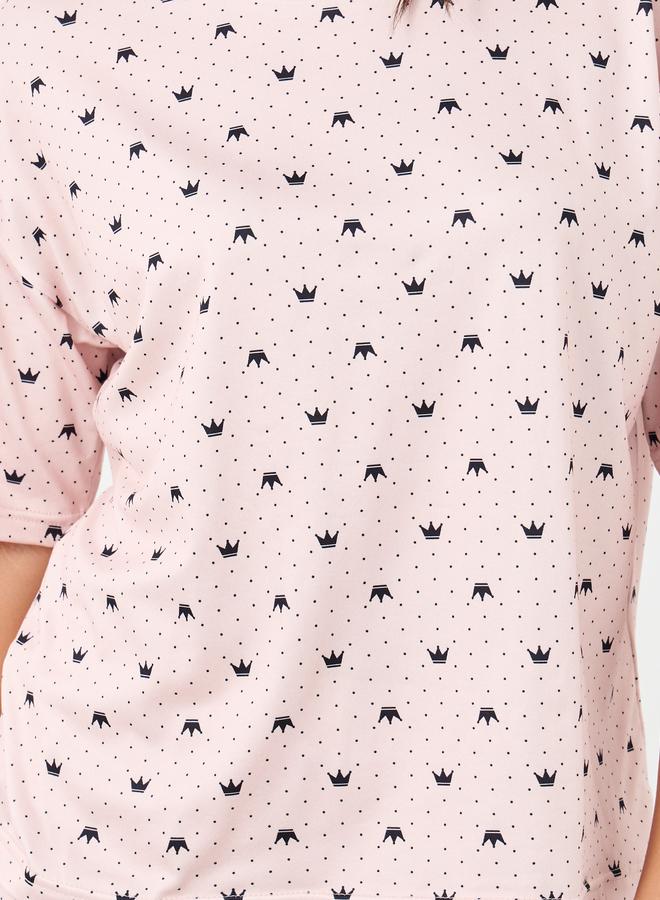 ستايلي طقم تي شيرت وشورت بطبعة تاج وكرانيش - Image 3