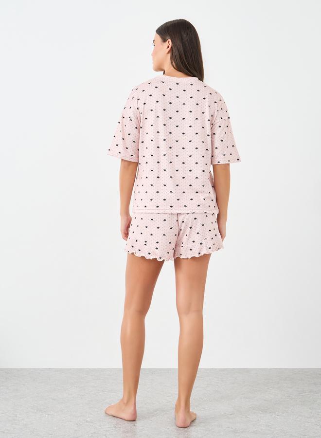 ستايلي طقم تي شيرت وشورت بطبعة تاج وكرانيش - Image 4