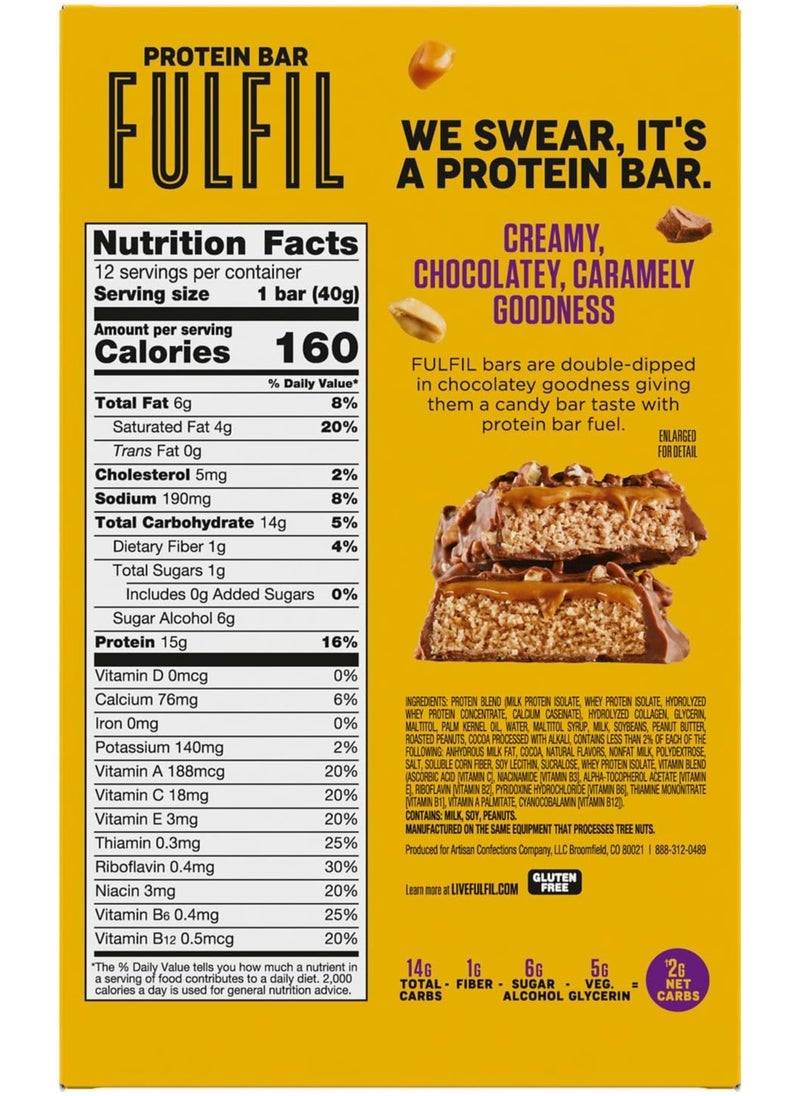 Fulfil Protein Bar, Chocolate Peanut Caramel, 12 Bars each 1.41 oz (40g)  - Image 3