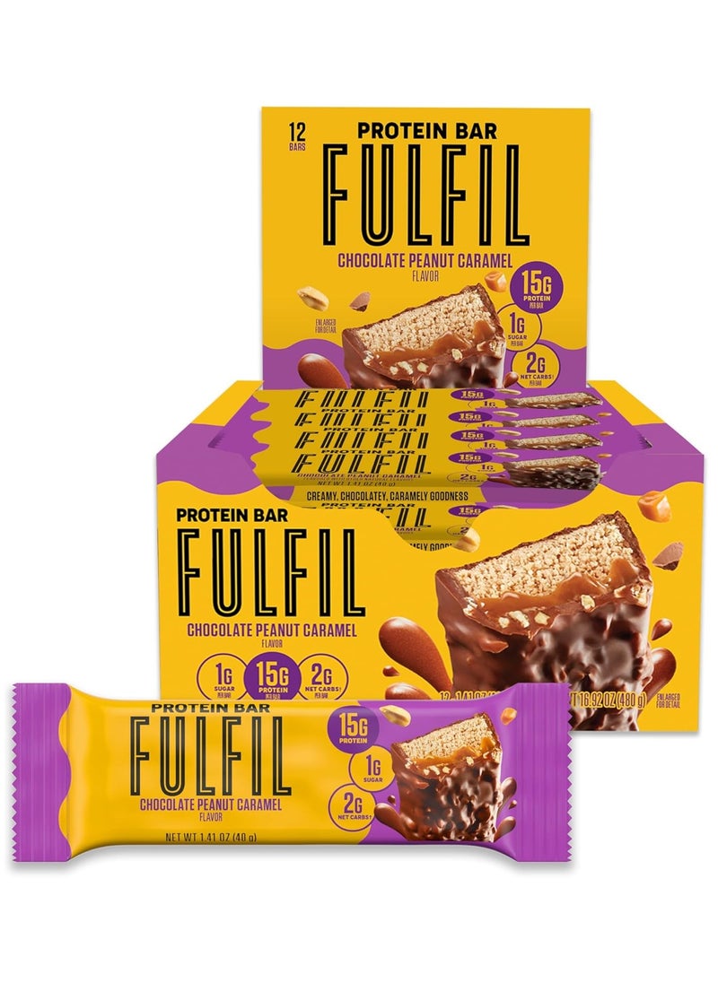 Fulfil Protein Bar, Chocolate Peanut Caramel, 12 Bars each 1.41 oz (40g)  - Image 2