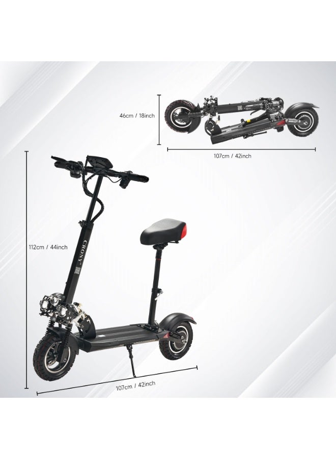 Crony V10 Big display folding Electric Scooter | Speed up to 68KM/H | Range up to 40 KM | Dual Suspension - Image 4