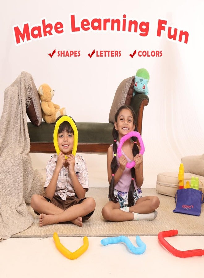 ألعاب أبيليز بوب تيوبز الحسية، أنابيب متعددة الألوان تصدر صوت طقطقة، لتنمية مهارات العلوم والتكنولوجيا والهندسة والرياضيات والمهارات الحركية | مجموعة من 12 قطعة | حجم كبير (19 سم) - Image 5