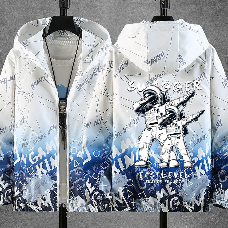Jacket Boys' Trendy Handsome New Style Middle And Large Children'S Top Junior Senior High School Student Boys Thin Chubby Children'S Jacket - Image 1