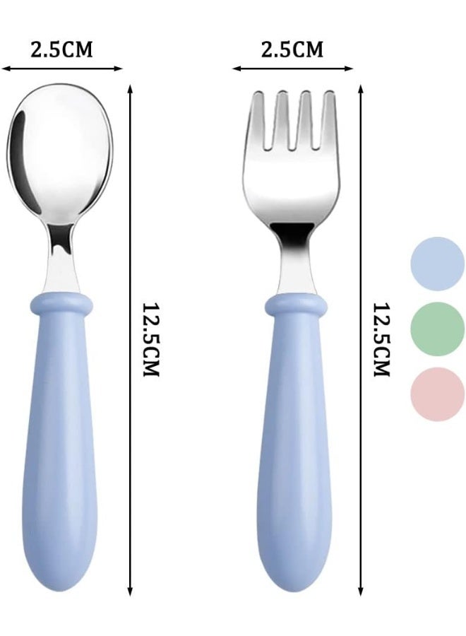 Pimoys Pimoys 6 Pieces Toddler Utensils Kids Silverware Baby Forks and Spoons Set, Stainless Steel Childrens Safe Flatware Metal Kids Cutlery Set with Round Handle, Dishwasher Safe - Image 4