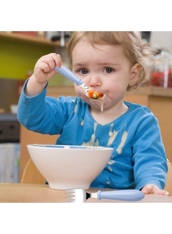 Pimoys Pimoys 6 Pieces Toddler Utensils Kids Silverware Baby Forks and Spoons Set, Stainless Steel Childrens Safe Flatware Metal Kids Cutlery Set with Round Handle, Dishwasher Safe - Image 5