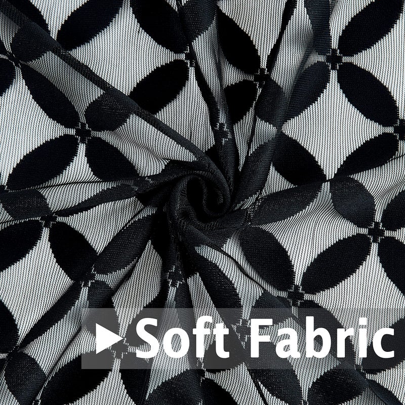 Purainbow Floral Lace Sheer Window Curtain Panels 54 Inches Length Geometric Voile Sheer Drapes for Living Room Bedroom, Leaf Window Treatment Sets for Yard, Patio, Villa, 2 Panels, Rod Pocket, Black - Image 4