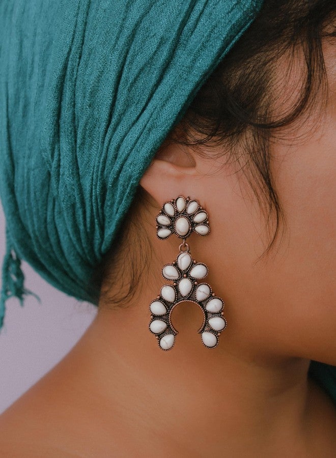 MINACHI Vintage Bohemian Created White Turquoise Dangle Drop Earrings, Boho Summer Jewelry Gift for Women (1) - Image 5