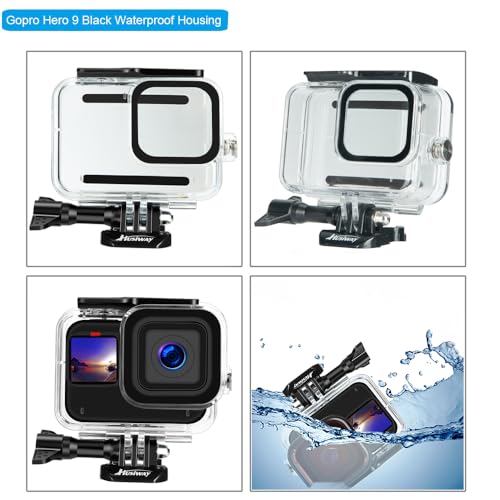 Husiway Waterproof Case Housing for GoPro Hero 13 12 11 10 9 Black Tempered Glass Screen Protector Silicone Sleeve Protective Case Accessories Kit Bundle for Gopro13 Gopro12 Gopro11 Gopro10 Gopro9 Go Pro -04E - Image 2