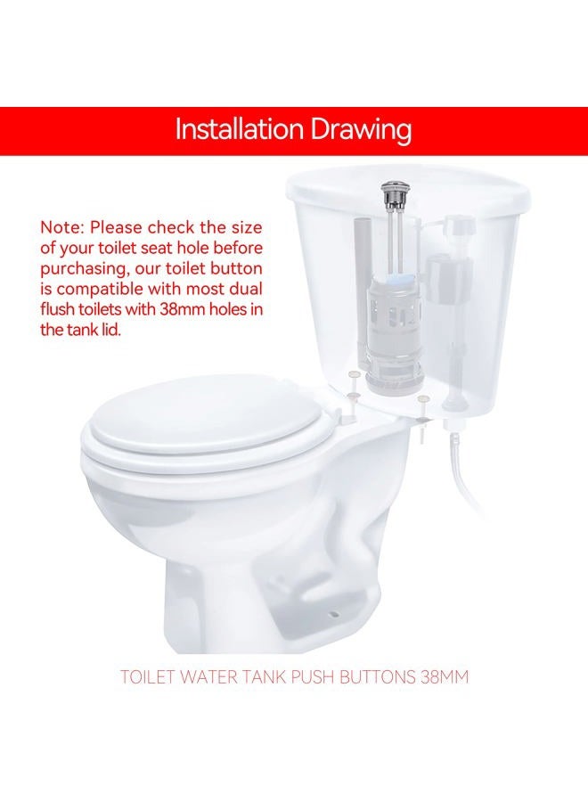 Slaige Dual Flush Toilet Kit Plastic Adjustable Top Push Button Toilet Tank Button Replacement for Most Dual Flush Toilet with 38mm Hole in the Cistern Lid - Image 4