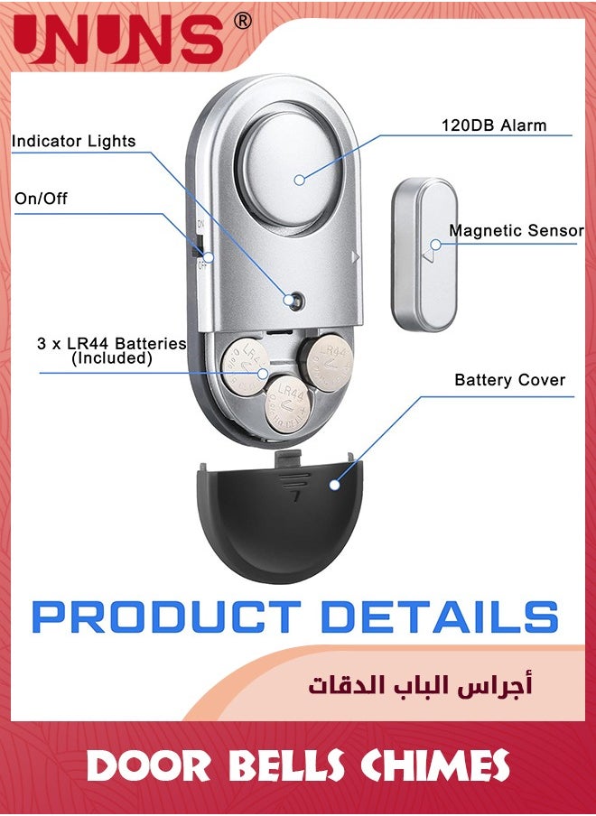 UNUNS - Door Window Alarms,Wireless Door Alarm For Home,120DB Pool Door Alarms,Security Personal Security Window Alarms For Pool Cars,Sheds,Caravans - Image 1