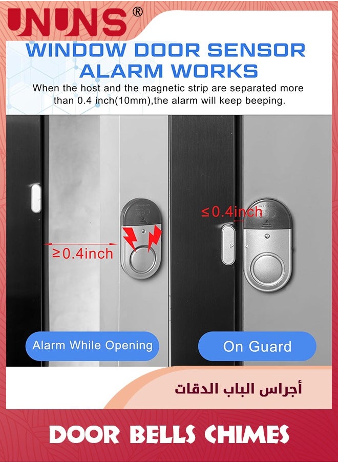 UNUNS - Door Window Alarms,Wireless Door Alarm For Home,120DB Pool Door Alarms,Security Personal Security Window Alarms For Pool Cars,Sheds,Caravans - Image 1