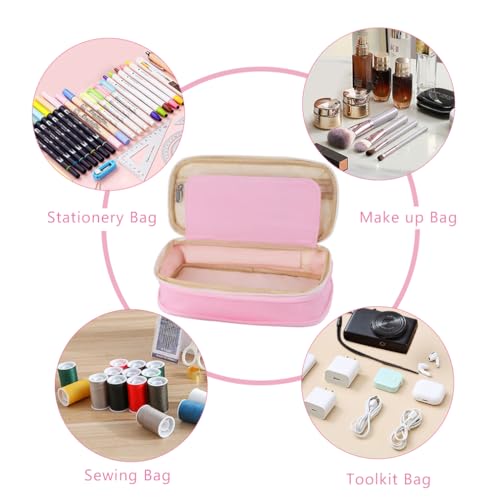 iSuperb Foldable Pencil Case Zipper Big Capacity Aesthetic Canvas Pencil Pouch Compartments Stationery Organizers Pen Bag for Kids Girls Boys Teen Child Student School Supplies Makeup Bags - Image 5