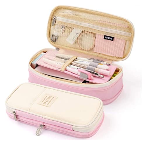 iSuperb Foldable Pencil Case Zipper Big Capacity Aesthetic Canvas Pencil Pouch Compartments Stationery Organizers Pen Bag for Kids Girls Boys Teen Child Student School Supplies Makeup Bags - Image 1