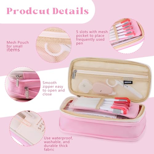 iSuperb Foldable Pencil Case Zipper Big Capacity Aesthetic Canvas Pencil Pouch Compartments Stationery Organizers Pen Bag for Kids Girls Boys Teen Child Student School Supplies Makeup Bags - Image 4
