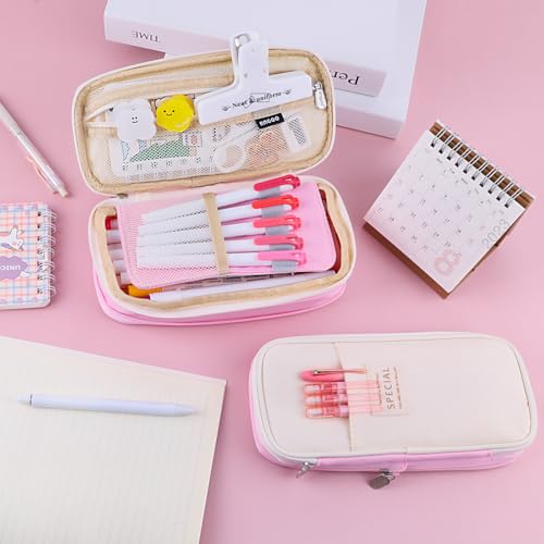 iSuperb Foldable Pencil Case Zipper Big Capacity Aesthetic Canvas Pencil Pouch Compartments Stationery Organizers Pen Bag for Kids Girls Boys Teen Child Student School Supplies Makeup Bags - Image 2